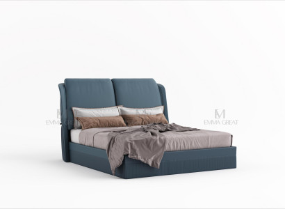 Luxus Schlafzimmer Bett Design Polster Betten Möbel Schlaf Hotel Blau Doppel Neu